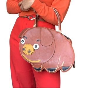 Unique Pig Handbag with Brown & Orange Tones